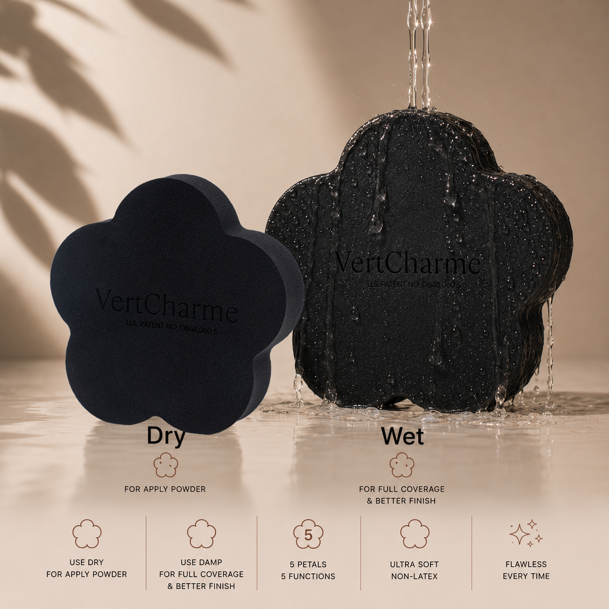 5-Petal Makeup Sponge - Latex free