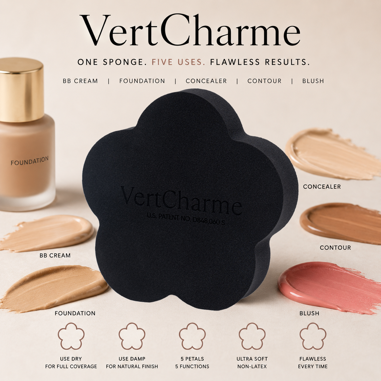 5-Petal Makeup Sponge - Latex free